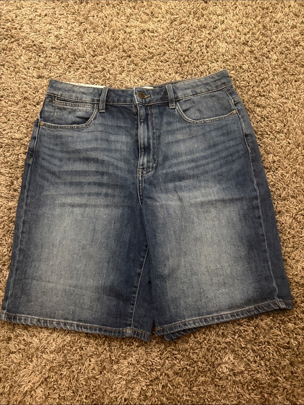 Wrangler High-Waist Faded Blue Denim Shorts